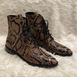 Freda Salvador Ralf Snake Embossed Lace Up Boot
